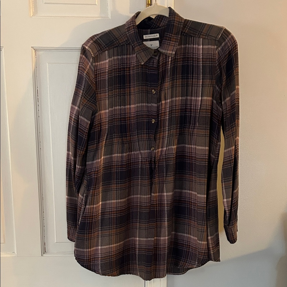 American Eagle Outfitters Purple Plaid Shirt